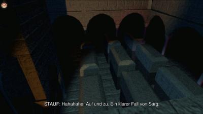 Im Keller finden wir einige Särge, natürlich nur ein weiteres Rätsel.
