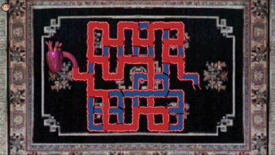 Wir müssen die Wände so legen, dass das Blut vom Herz bis zum Ausgang fließen kann. Machen wir einen Fehler, so müssen wir wieder von vorne anfangen.