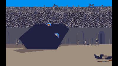 In der Arena mit unserem Sechseck müssen wir vor allem innerhalb einiger Zeit die richtigen Tasten drücken, um dem über einen Abwurfmechanismus zu entkommen.