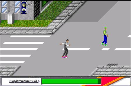 Bei den Minispielen muss Lukas sich beim Rollerskaten beweisen.