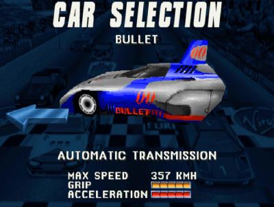Bullet: Der Raketenwagen wird erst nach Abschluß der höchsten Liga freigeschaltet. Oder durch einen Cheat. Dieses Auto gibt es nur als Automatik-Gefährt.