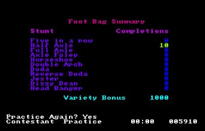 Nach den Disziplinen gibt es eine Auswertung. Wir haben hier nur immer das gleiche gemacht. Je mehr wir variieren, desto mehr Bonuspunkte bekommen wir.