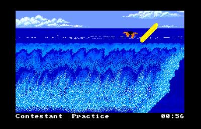 Beim Surfen können wir leicht den Abflug über die Welle machen.