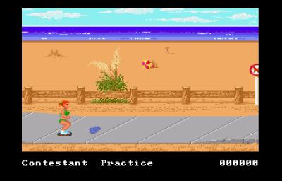 Beim Roller Skating fahren wir über den schlechtesten Kurs mit viel Müll und Hindernissen, welche beim erfolreichen Überwinden aber Punkte bringen.