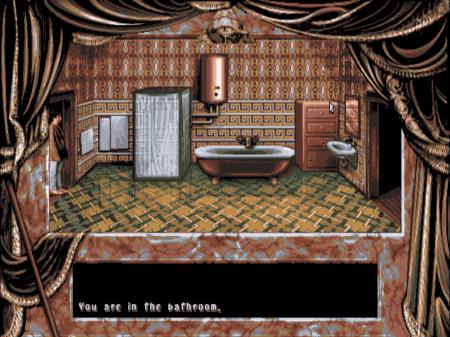 Bild aus der PC-Version von Dark Seed, Mike Dawson befindet sich im Bad.