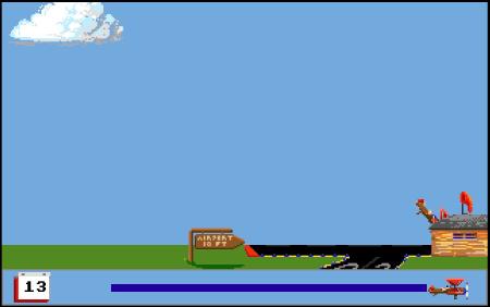 Das Ende des erfolgreichen Flugs mit Quack dem Bruchpiloten ist eine scheppernde Landung im Flug-Hangar.