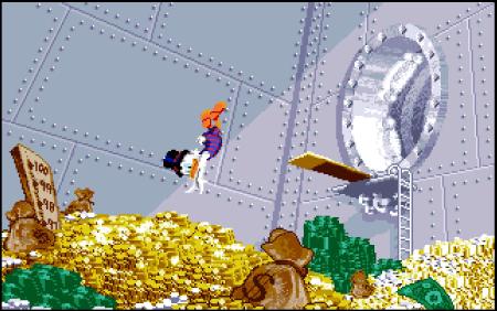 Dagobert Duck geht es erst richtig gut, wenn er tief in seinem Vermögen im Goldspeicher eintauchen kann.