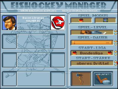 Zu Spielbeginn wählt man eigentlich immer Peters Bond Visage aus, gibt sich einen Namen, wählt einen Verein und stellt die Startbedingungen ein.