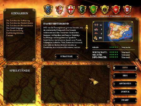 Der Startbildschirm lässt die Schwere des Spiels einstellen.