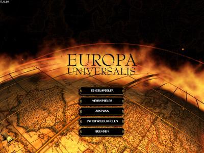 Der Startbildschirm von Europa Universalis
