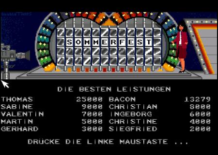 Das Ende einer Runde Glücksrad. Nach dem Finale kommt die Bestenliste.