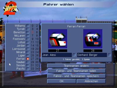 In der Fahrerauswahl wählen wir den Fahrer oder für den Hotseat-Modus mehrere Fahrer aus.