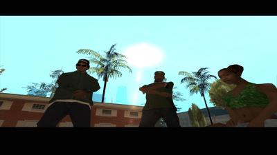 Friends & Family Treffen: Kumpel und Gangmitglied Ryder, CJs Bruder Sweet und seine Schwester Kendl.