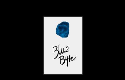 Das Blue Byte-Logo in seiner vollen Schönheit. Das Studio wurde 1988 gegründet, von ehemaligen Veteranen, die zuvor bei Rainbow Arts gearbeitet hatten.