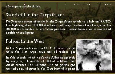 Zwischen den Missionen erklärt das Spiel, was Wichtiges in den zwei Monaten passiert ist. Neben den Ereignissen des Kriegers werden aber auch andere wichtige Informationen so dem Spieler erzählt.