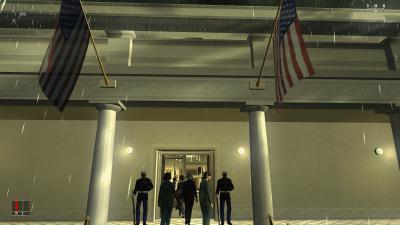 Auch das Weiße Haus dürfen wir aufsuchen. Hier dürfen wir sogar unschuldigen Waffen unterschieben, die dann mit der Security Probleme bekommen.