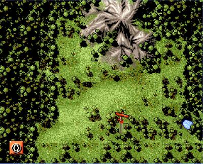 Wenn wir mit dem Flugzeug fliegen, gibt es eine Übersichtskarte, welche das Ziel (den Berg) anzeigt. Diesen müssen wir erreichen.