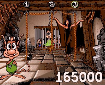 Im Finale müssen wir an einem von drei Seilen ziehen. Bei einem der Seile verlieren wir die ganze Partie.