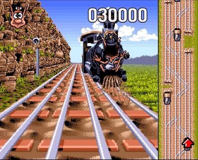 Sind wir auf dem falschen Gleis unterwegs, so erwischt uns der Zug und wir verlieren ein Leben.