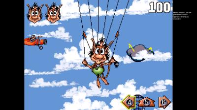 Oder wir müssen an einem Fallschirm hängend, Flugzeugen, Wolken und Vögeln ausweichen.