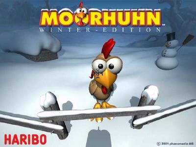 Startbildschirm der Moorhun Winter-Edition