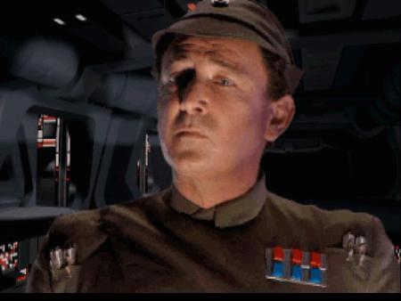 Szene aus einer Zwischensequenz - ein imperialer General in Nahaufnahme auf einem Sternenzerstörer