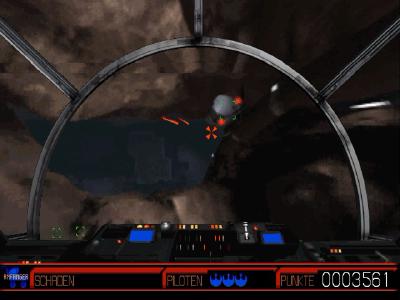 Sobald wir in engen Gängen schießen müssen, wechselt das Spiel wieder in die Cockpit-Ansicht. Die Steuerung ist hier generell etwas einfacher und das Schießen macht erneut viel Spaß.