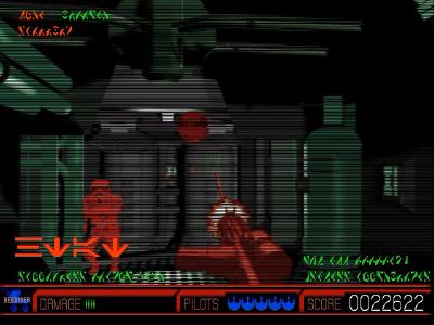 Die Ego-Shooter Sequenz bietet genausoviel Bewegungsfreiheit wie die anderen Sequenzen: Quasi keine. Dennoch macht sie Spaß und es kommt schon ein bisschen Doom bzw. Dark Forces-Feeling auf.