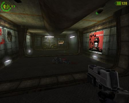 Bild aus Red Faction mit Blut auf dem Boden.