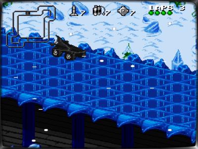 Auf dem Eisplaneten rutscht es sich besonders schön. Auf der Minimap sehen wir, dass die Kurse auch mehr als reine Ovale bieten.