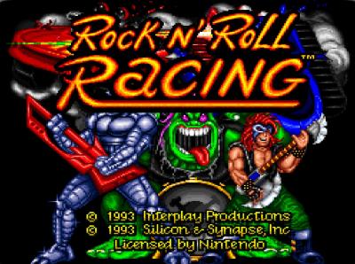Der Startbildschirm des Spiels Rock'n Roll Racing