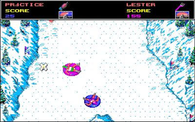 Im Reifen (natürlich mit kurzer Hose und T-Shirt) müssen wir vor unserem Gegner ins Ziel kommen, ihn mit Pfeilen und ähnlichem aufhalten oder von der Strecke schubsen.