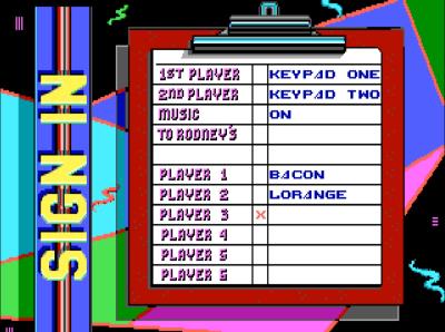 Bis zu sechs Spieler können teilnehmen, wobei nur in einer Disziplin direkt gegeneinander angetreten wird.