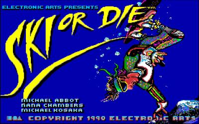 Der Startbildschirm des Spiels Ski or Die von Electronic Arts