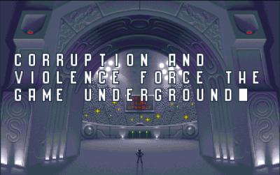 Das Spiel erzählt etwas Hintergrundgeschichte im Intro. Da erfahren wir, was seit dem ersten Teil von Speedball passiert ist. Natürlich vor einer schön metallischen Kulisse.