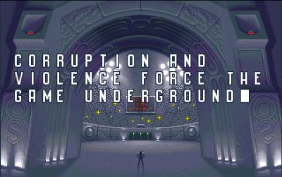 Das Spiel erzählt etwas Hintergrundgeschichte im Intro. Da erfahren wir, was seit dem ersten Teil von Speedball passiert ist. Natürlich vor einer schön metallischen Kulisse.