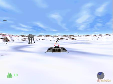 Auf Hoth kämpfen wir mit einem Snowglider gegen Spionage-Droiden, AT-ATs und AT-STs.
