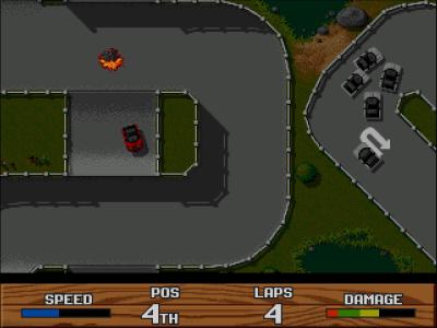 Auch mit Explosionen geizt das Spiel nicht. Spannend, wie die vier Gegner da quasi ineinander fahren.