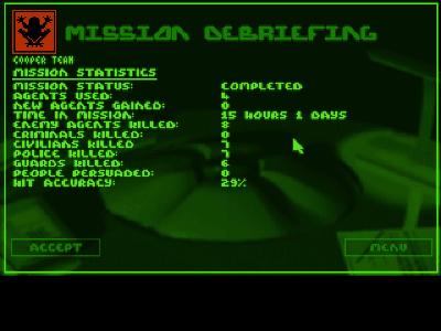 Eine Auswertung folt am Ende jeder Mission