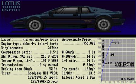 Das Bild zeigt die Leistungsdaten des Lotus.