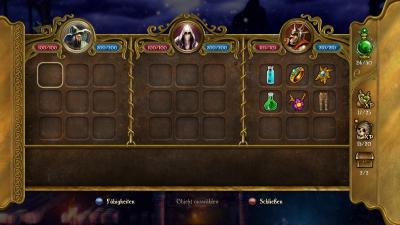 In Kisten finden die Abenteurer Gegenstände. Diese erlauben beispielsweise Unterwasseratmung oder verbessern die Stärke von Zaubern oder stärken den Charakter.