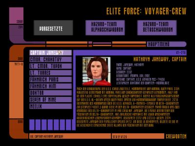 Das Spiel gibt uns im Hauptmenü die Chance mehr über anderen Teammitglieder der Voyager zu erfahren. Für Trekkies gibt es hier keine neuen Informationen, aber nett gemacht.