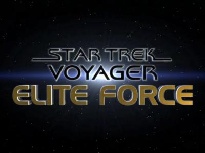 Der Startbildschirm des Spiels Star Trek Voyager Elite Foce