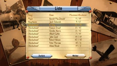 Unsere High-Score-Liste von 1916. Die Kameraden bleiben bloße Namen ohne Hintergrundgeschichten.