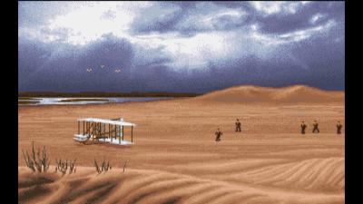 Das Intro zeigt den Flug der Gebrüder Wright von 1903 - ein recht kurzer Flug.