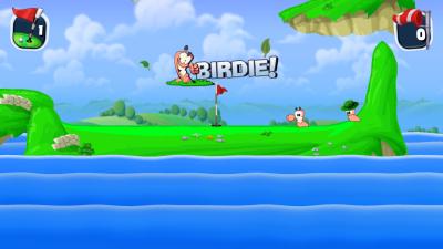 Natürlich wird das Einlochen auch entsprechend grafisch untermalt.