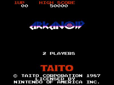 Startbildschirm von Arkanoid