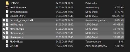 Der Inhalt des Installationsverzeichnisses, nachdem die entsprechenden Dateien in dieses kopiert wurden.